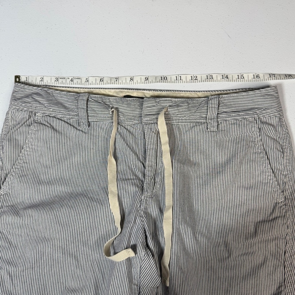 Eddie Bauer Bermuda Shorts 8 Blue White Striped Cuffed Drawstring - Picture 5 of 6